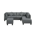 thumbnail image 4 of ASINMAK L Shaped Sectional Sofa, Fabric Upholstered with Chaise and Ottoman, Black, 4 of 9
