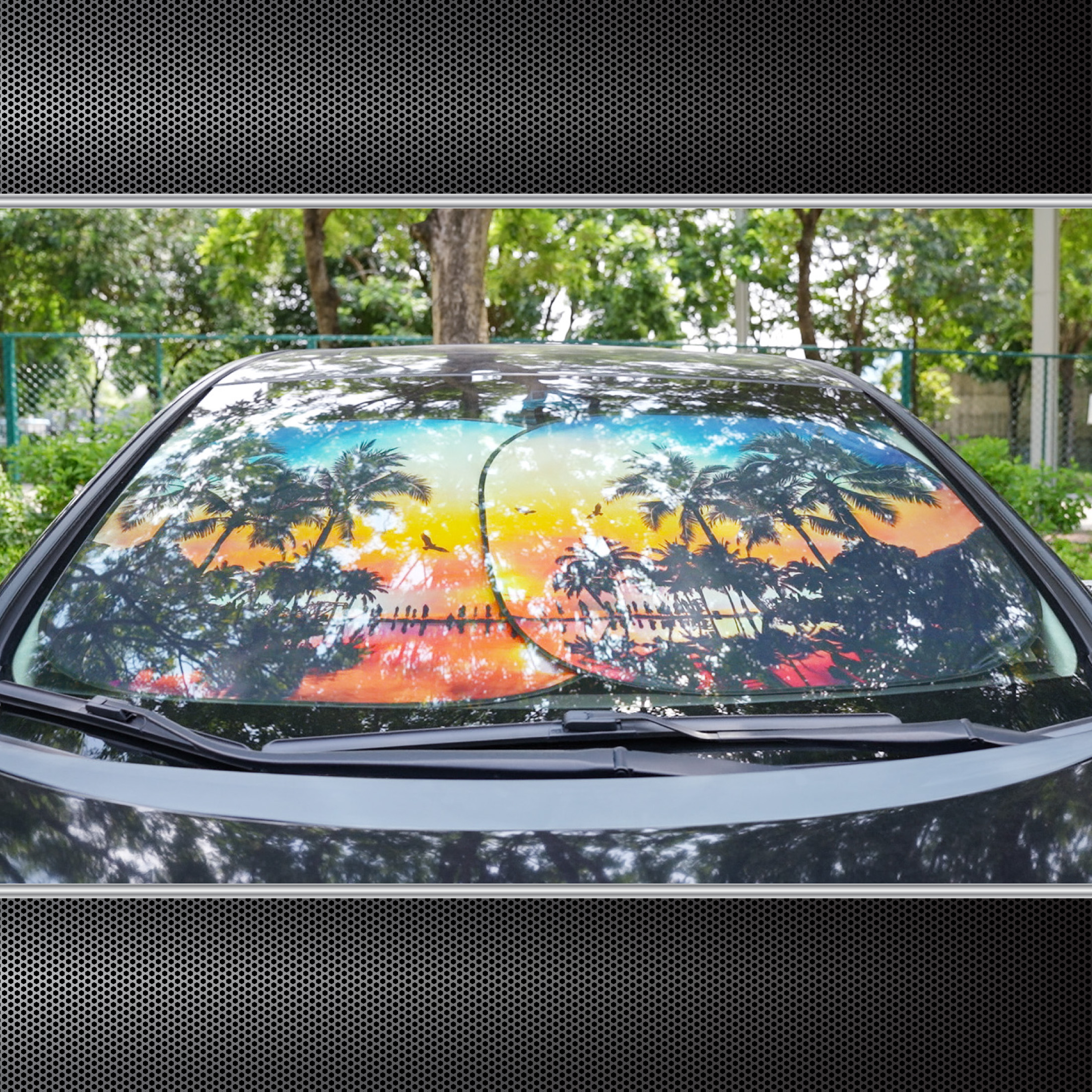 Auto Drive Sunset Palm Tree Twist Sunshade, 2-Pack photo 7