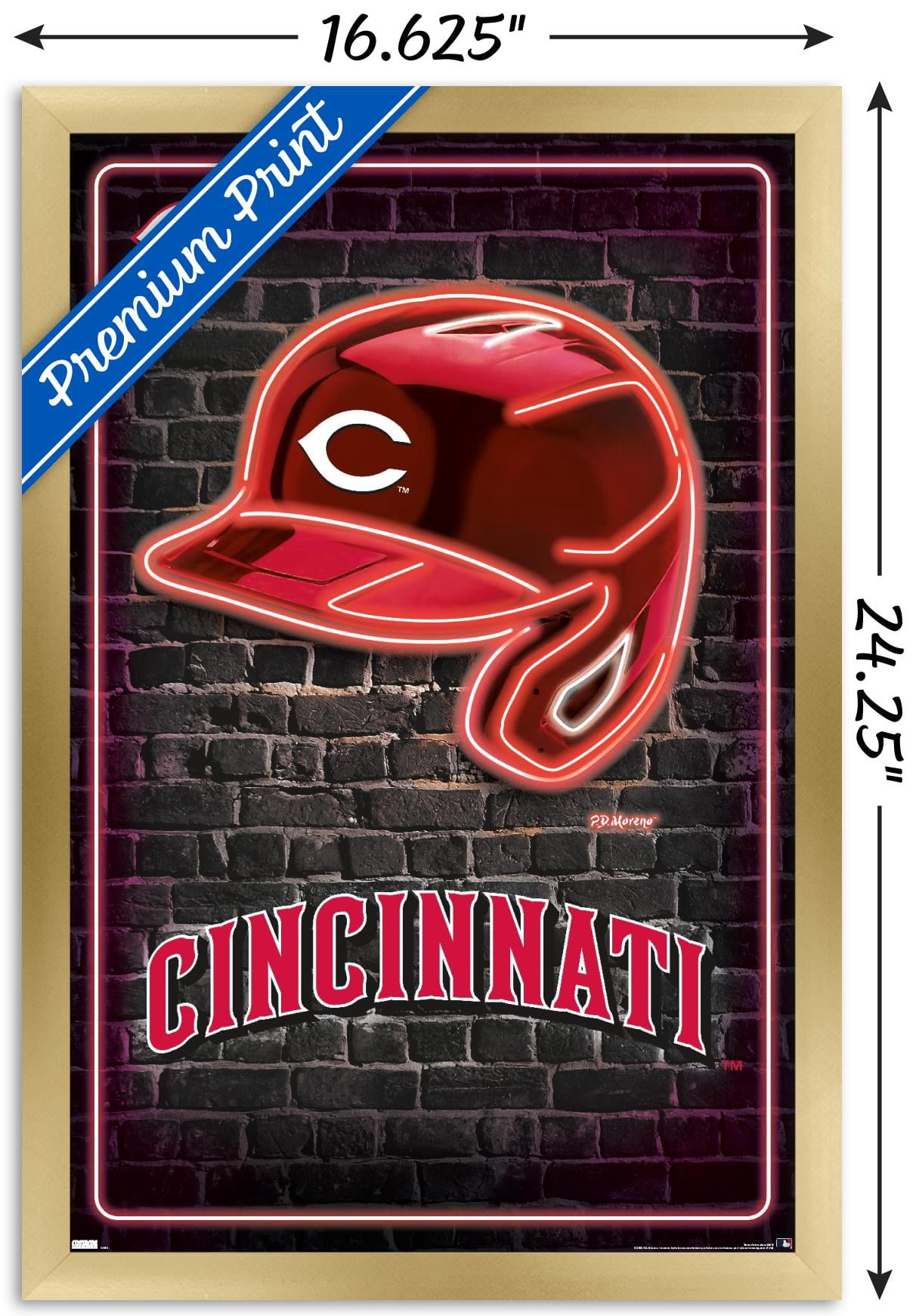 MLB Cincinnati Reds - Neon Helmet 23 Wall Poster, 14.725" x 22.375" Framed