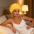 thumbnail image 5 of Oksale Silk Bonnet for Sleeping Women Men for Long Hair Satin Sleep Caps Wide Band Womens Bonnets Yellow, 5 of 6