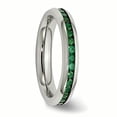 thumbnail image 4 of Stainless Steel 4mm May Dark Green Cubic Zirconia Cz Ring Birthstone, 4 of 10