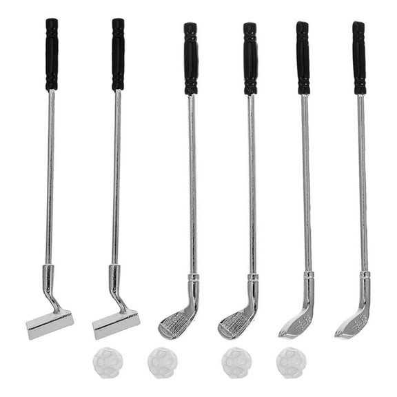 HOOWIFFY 1 Set Miniature Golf Clubs Set for Golf Lovers and Enthusiasts 6.30X0.90X0.30CM in Silver Color