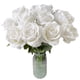 thumbnail image 3 of Xiao Hua Rosas blancas artificiales 12 rosas con tallo de seda de tacto real, ramo de rosas adecuado para el hogar, bodas, fiestas, flores de jardín y decoración de rosas., 3 of 5