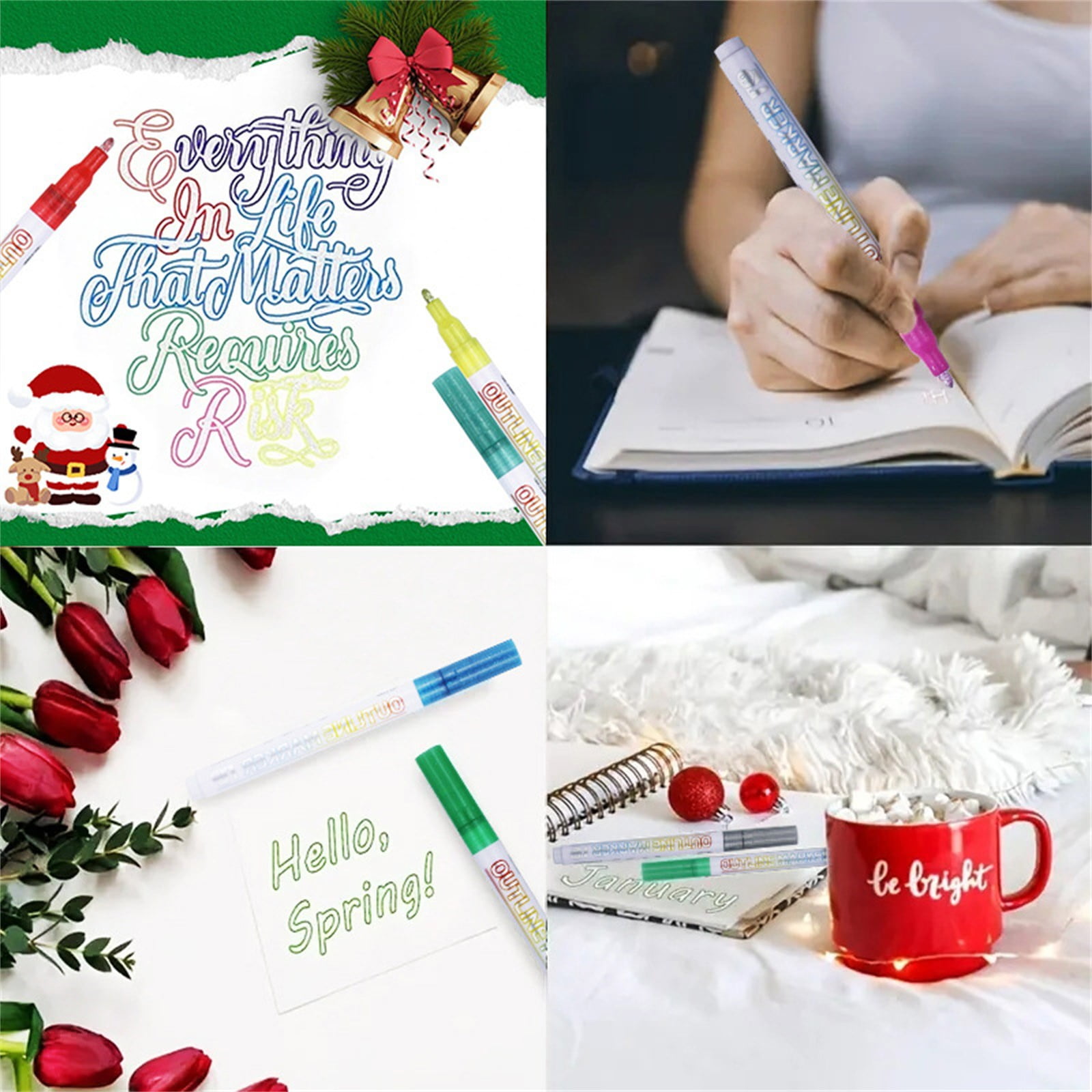 Sakesfor Glitter Outliner Markers – 12 Shimmer Metallic Pens For Glass, Acrylic & Crafts