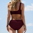 thumbnail image 4 of Kcodviy Women High Waisted Bikini Women S Bathing Suits Push Up Two Piece Plus Size Bathing Suits for Women Shorts Swimsuits Vintage Swimsuit Two Piece Retro Ruched High Waist Print Bikini Set, 4 of 6