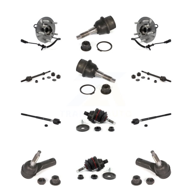 Transit Auto Front Hub Bearing Upper Lower Ball Joint Outer Inner Tie Rod & Sway Bar Stabilizer Link Kit (12Pc) for Car Ram 1500 Classic Adjustable 4WD - Left Right Side (Driver Passenger) K7T-110507