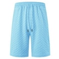 thumbnail image 6 of USNSM Mens Casual 7" Shorts Summer Solid Color Jacquard Drawstring Elastic Waist Beach Sweat Shorts Texture with Pockets Blue XXXL, 6 of 6