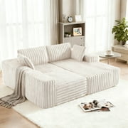 Techmilly 113” Cloud L-Shaped Sectional Couches,Modular Sofa with Deep Seat, Sponge Compression Sofas,Modern Modular L-Shape Sofa Couch with Chaise for Living Room Bedroom (White, Right Facing Chaise