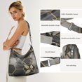 thumbnail image 5 of Canvas Aesthetic Tote Bag for Women Office Workers Cute Fashion Tote Bags with Zipper Tote Reusable Bags,marble Modern Geometric Flowers Abstract Women's Retro Large Size Canvas Shoulder Bag Hobo Cros, 5 of 5