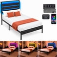 thumbnail image 2 of Base Cama Individual Moderna Luz Led Usb C Reforzada 300kg, 2 of 11