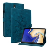 XYX for Samsung Galaxy Tab S4 10.5 inch SM-T830/T835/T837 Case, PU Leather Slim Folio with Multi-Angle Stand - Blue Lily Flower