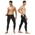 thumbnail image 2 of Runhit Pantalones de compresión para hombre, ajustados para correr, leggings con bolsillo, pantalones térmicos atléticos para hombres, pantalones cortos para correr, negro, rojo, paquete de 2 medianos, 2 of 5