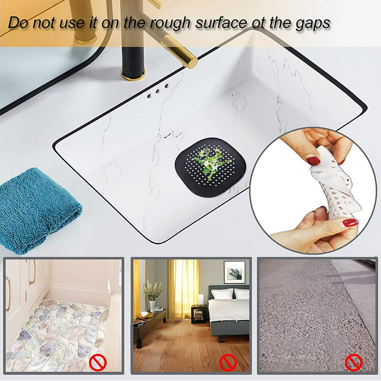 Hair Drain Catcher,Square Drain Cover for Shower Silicone Hair Stopper with  Suction Cup,Easy to Install Suit for Bathroom,Bathtub,Kitchen 2