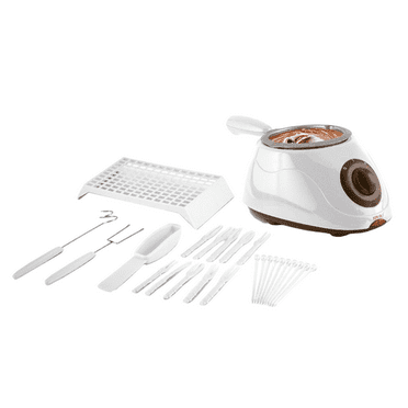 Eternal Living Chocolate Melting Pot Kit with 6 Molds, Storage Tray & Accessories - White