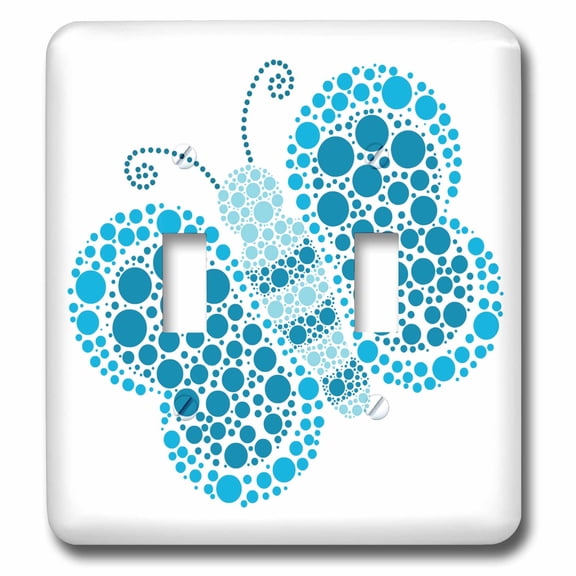 3dRose, Blue Pointillism Butterfly, double toggle switch