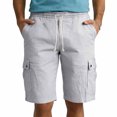 thumbnail image 2 of cfhntfmh Linen Cargo Pants for Men Summer Casual Drawstring Elastic Waist Shorts Loose Fit Bermuda Shorts Streetwear, 2 of 7