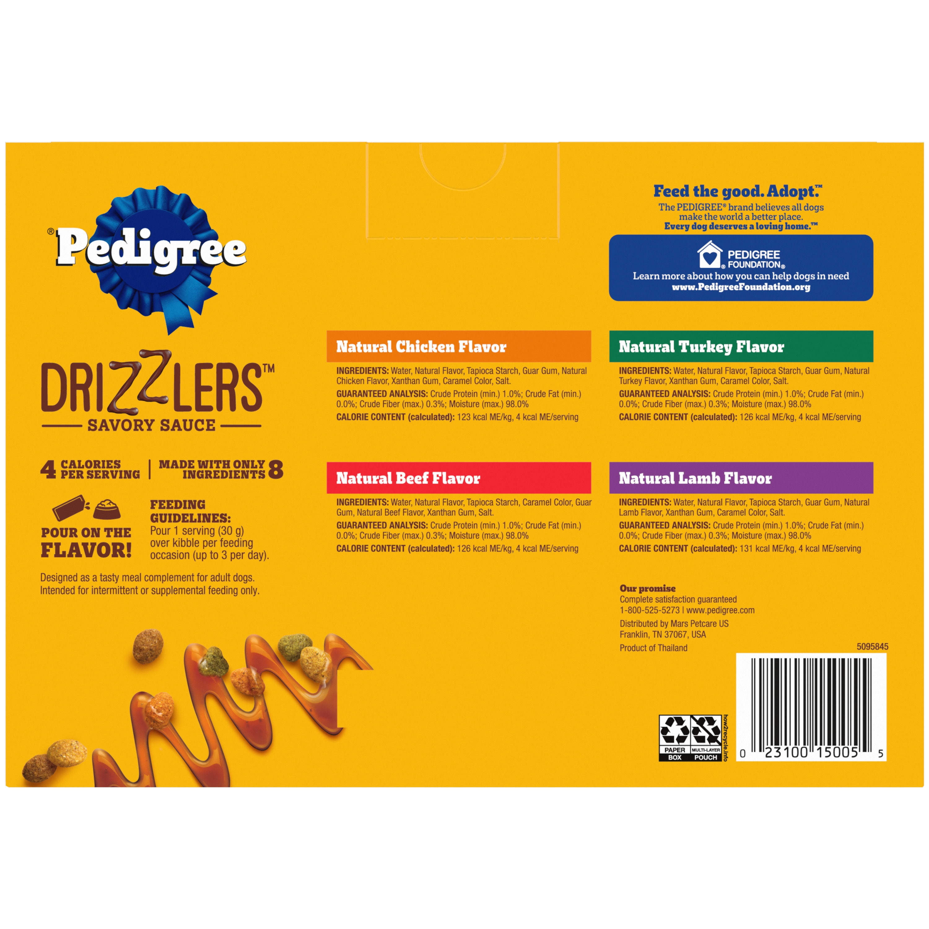 Pedigree Drizzlers Savory Sauce Multipack, 60g Twin Pouch, Pack of 2 (64 Pouches, 128 Servings)