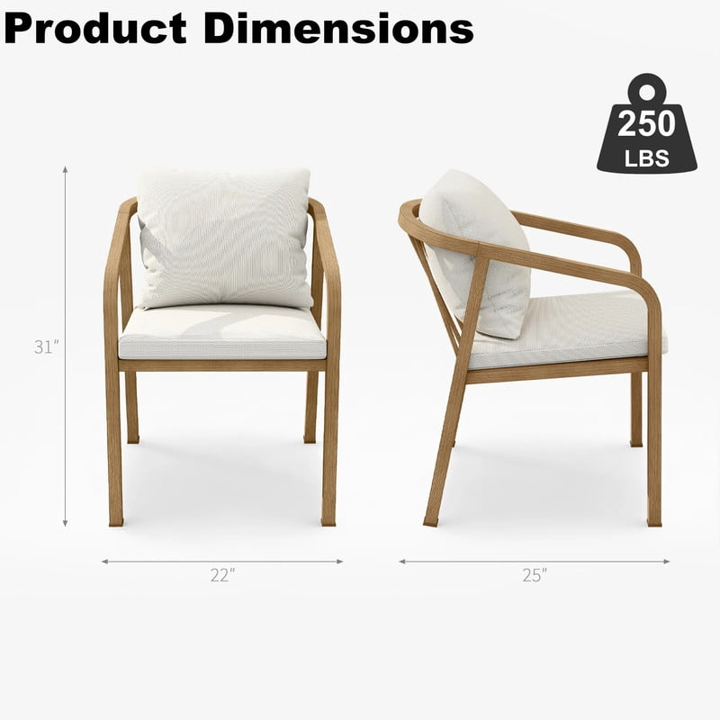 7-Piece Aluminum Outdoor Dining Table Set for 6, Patio Dining Chairs Set of 6 with Cushions, Weather-Resistant Armchairs & Kitchen Table