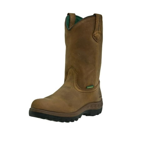 John Deere Work Boots Mens Leather Waterproof Wellington Tan JD4504 - www.waterandnature.org