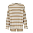 thumbnail image 3 of Offre Limitée Tenues tumgatte pour Femmes Ensemble de Détente Femmes Automne Hiver Ensembles Pyjamas Vêtements de Détente Imprimé Rayé Manches Longues Col Rond Pull Hauts et Pantalons Tenues d'Hiver pour Femmes, 3 of 5