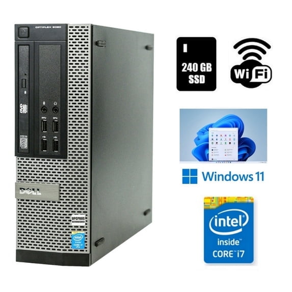 Restored Dell OptiPlex 9020 SSF Computer Desktop Core i7 16GB Ram 240GB SSD Wi-Fi Windows 11 Pro Ready to Use