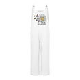 thumbnail image 4 of Conairie Bib Overalls Women Flower Print Stretchy Boho Streetwear Rompers Wide Leg Pants With Pockets White M, 4 of 4