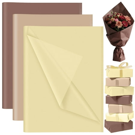 PLULON 60 Sheets Brown Tissue MDA05 Paper Bulks, Gift Wrap Tissue Paper Sheets for Packaging Birthday Gift Wrapping Birthday Wedding Construction Party Decorations