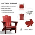 thumbnail image 3 of JUSTLET Adirondack Chair, 2PC Plastic Folding Outdoor Patio Chairs, Outside HDPE Chairs for Lawn, Yard, Dark Red, 3 of 10