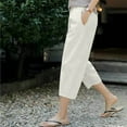 thumbnail image 6 of LADIGASU Loose Pants High Waist Wide Leg Pants Casual Linen Carrot Pants Cropped Pants, 6 of 6
