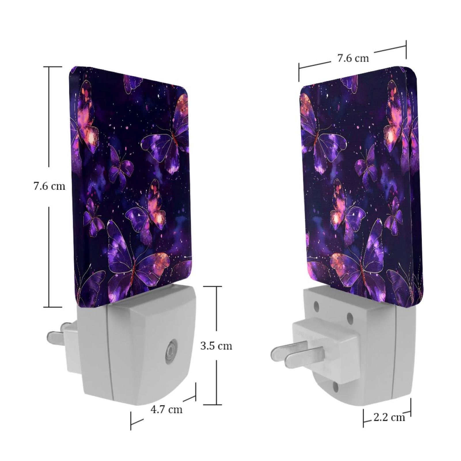 PhooArto Galaxy Butterflies Plug in LED Night Light Auto Sensor Dusk to Dawn Decorative Night for Bedroom, Bathroom, Kitchen, Hallway, Stairs, Baby's Room, Energy Saving
