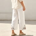 thumbnail image 4 of Levmjia Women's Embroidered Capri Pants High Waisted Wide Leg Cropped Trousers with Pockets Casual Loose Fit Elastic Waist Summer Pants, 4 of 9