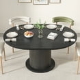 thumbnail image 4 of Round Dining Table for 4-6 People, 43.3“-59“Extendable Round Kitchen Dining Table with Pedestal Base, Black, 4 of 9
