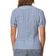 thumbnail image 3 of Blusa de manga corta con cuello Peter Pan en contraste para mujeres Inspire Chic, top de cuadros, color azul marino, 3 of 6