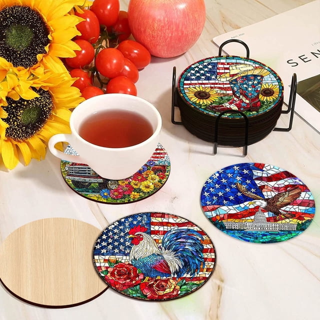 RKSTN 4th of july decorations Cup Mat Event Party Restaurant Tableware Insulation Tea Cup Mat Non-slip Cup Mat