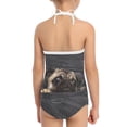 thumbnail image 3 of SEANATIVE Size 1-2 T Lace Up One Piece Swimsuit Soft Pocket Pug Beach Kids Swimwear Girls Quick Dry Toddler Bathing Suit Girl Sleeveless, 3 of 5