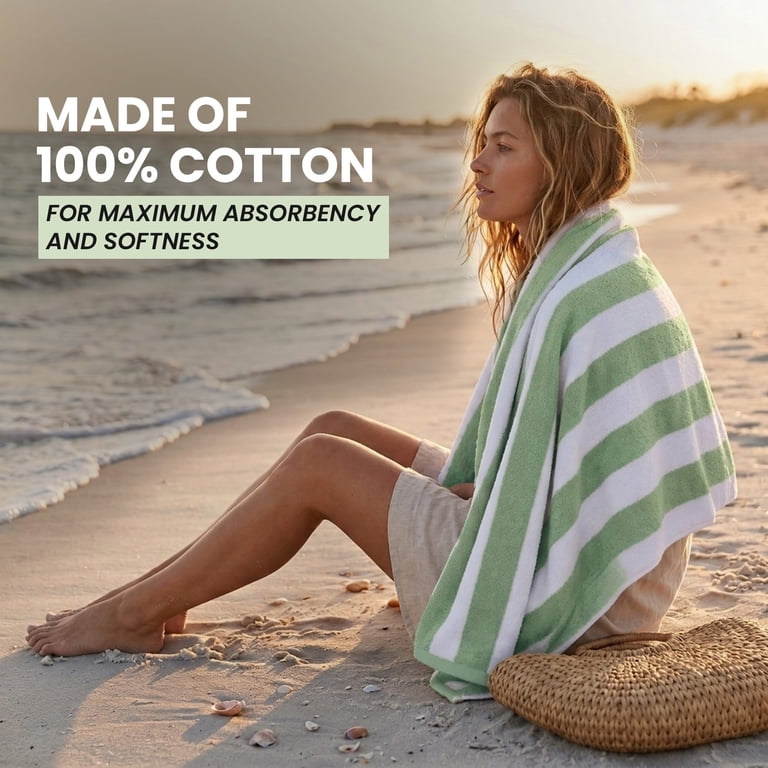 Belem Highly Absorbent Cabana Stripe Large Beach Towels, 100