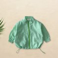thumbnail image 3 of LZHGirlshop Kids Boys Girls Sun Sunscreen Hoodie Jacket Toddler Lightweight Summer Breathable Outwear Plaid Zip up with Pocket Rain Coat,Green,6-7T, 3 of 4