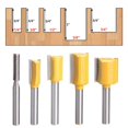 thumbnail image 3 of AVEKI 5Pcs 1/4 Inch Shank Straight Dado Router Bit Set Double Flute Plywood Cut Router Bits Surface Straight Wood Milling Cutter Woodworking Tools 0601M, 3 of 7