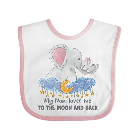 

Inktastic My Noni Loves Me to the Moon and Back Elephant Family Gift Baby Boy or Baby Girl Bib