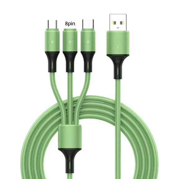 Huanledash Data Cable Universal Fast Charging 3 in 1 Liquid Silicone 8-pin Micro USB Type-C Charging Cable for Office