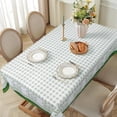 thumbnail image 6 of Green Floral Plaid Tablecloth 60×84 inch Spring Summer, Waterproof Rectangular Table Cloth Washable, Stain Resistant Cloth Table Cover for Party Picnic Dinner Decor (Green Floral Plaid), 6 of 6