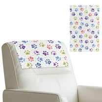 COEQINE Chair Headrest Cover Washable Faux Leather Headrest Cover for Recliners Non-Slip Furniture Protector with Hook and Loop Fasteners for Pets, 17x27 Inch, Cute Paw Colorful, Set of 3