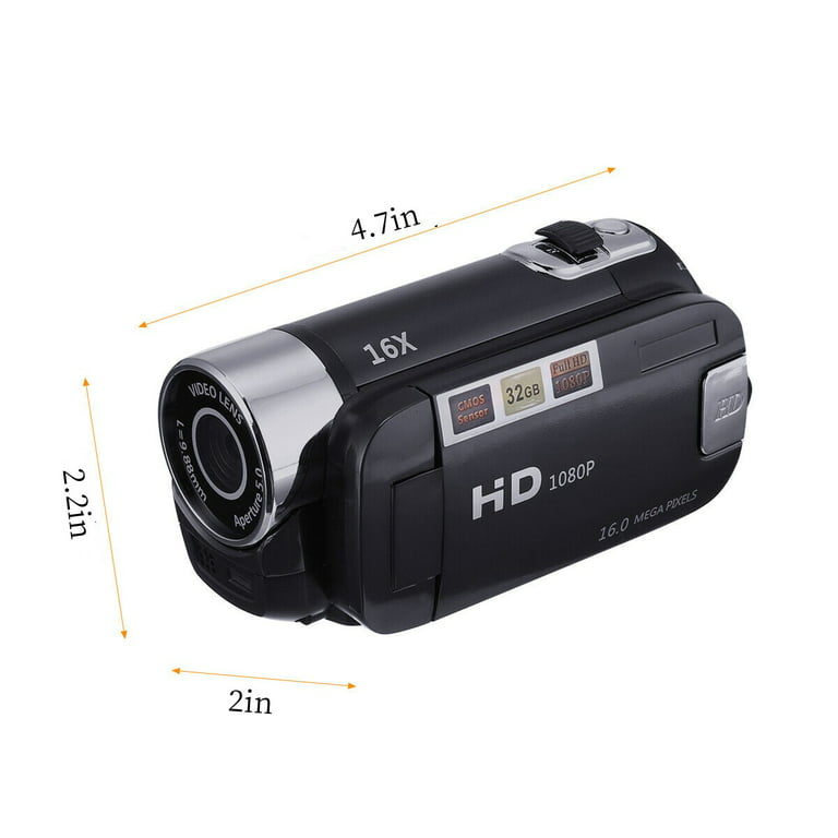 Video Camera, 16x Digital Zoom Camera, Night Vision Camcorder Camera, 2.7  Screen HD 1080p Camera