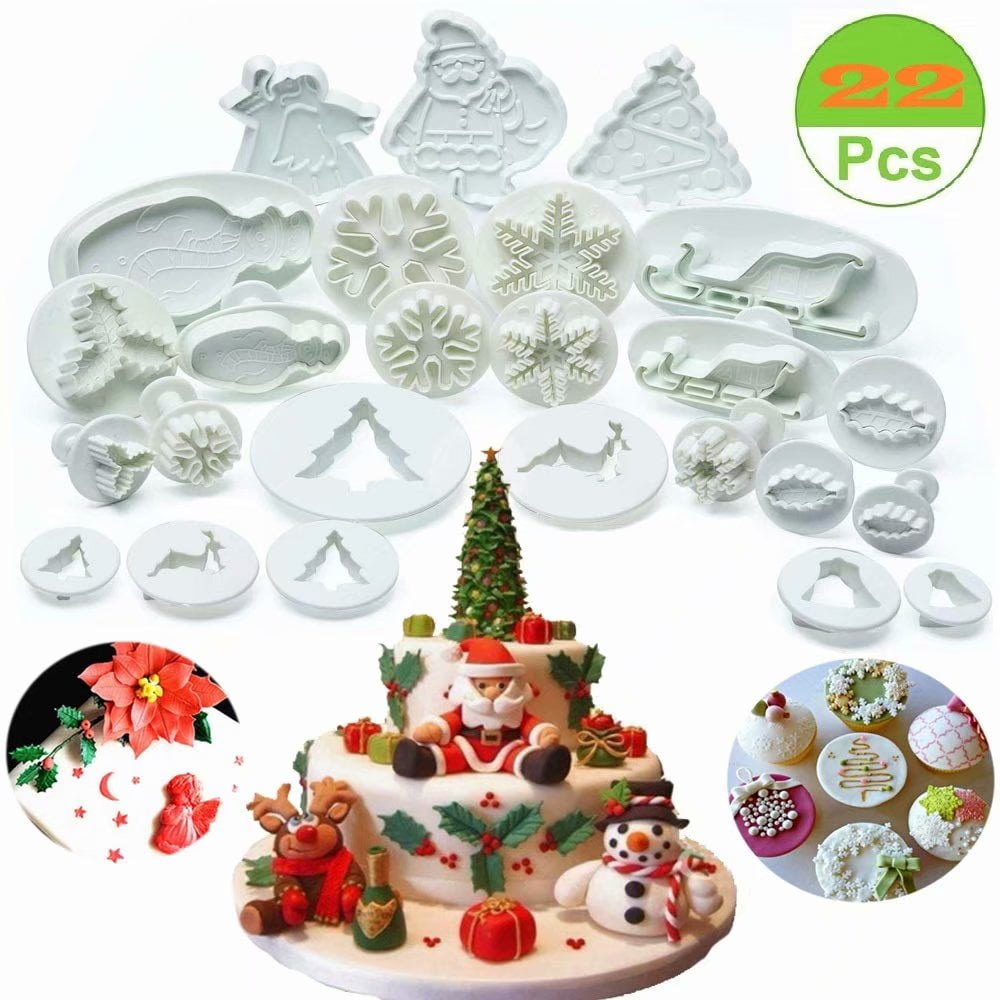 3 Xmas Snowflake Plunger Cutters Fondant Cookies Mold Sugarcraft Cake Decor Tool 