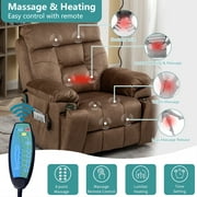 26 Inch Wide Seat Recliner Chair for Adults and Elderly, UHOMEPRO Oversized Power Lift Recliner Chair with Heat and Massage, Overstuffed Headrest, 350 lb Capacity, Brown