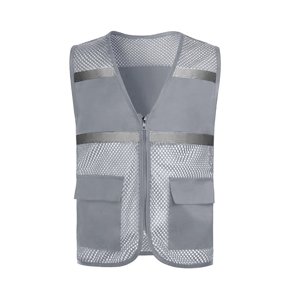 Ohufall 8-19Y Student Youth Gilet Mesh Breathable Reflective Sleeveless Waistcoat for Outdoor Activities Safety Vest