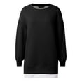 thumbnail image 5 of Womens Jackets Oversized Sweatshirts Winter Long Sleeve Zipper Slit Casual Pullover Solid Color Round Neck Loose Hoodies 2025 Fashion Pullover Top Y2K Outfits Black-L, 5 of 7