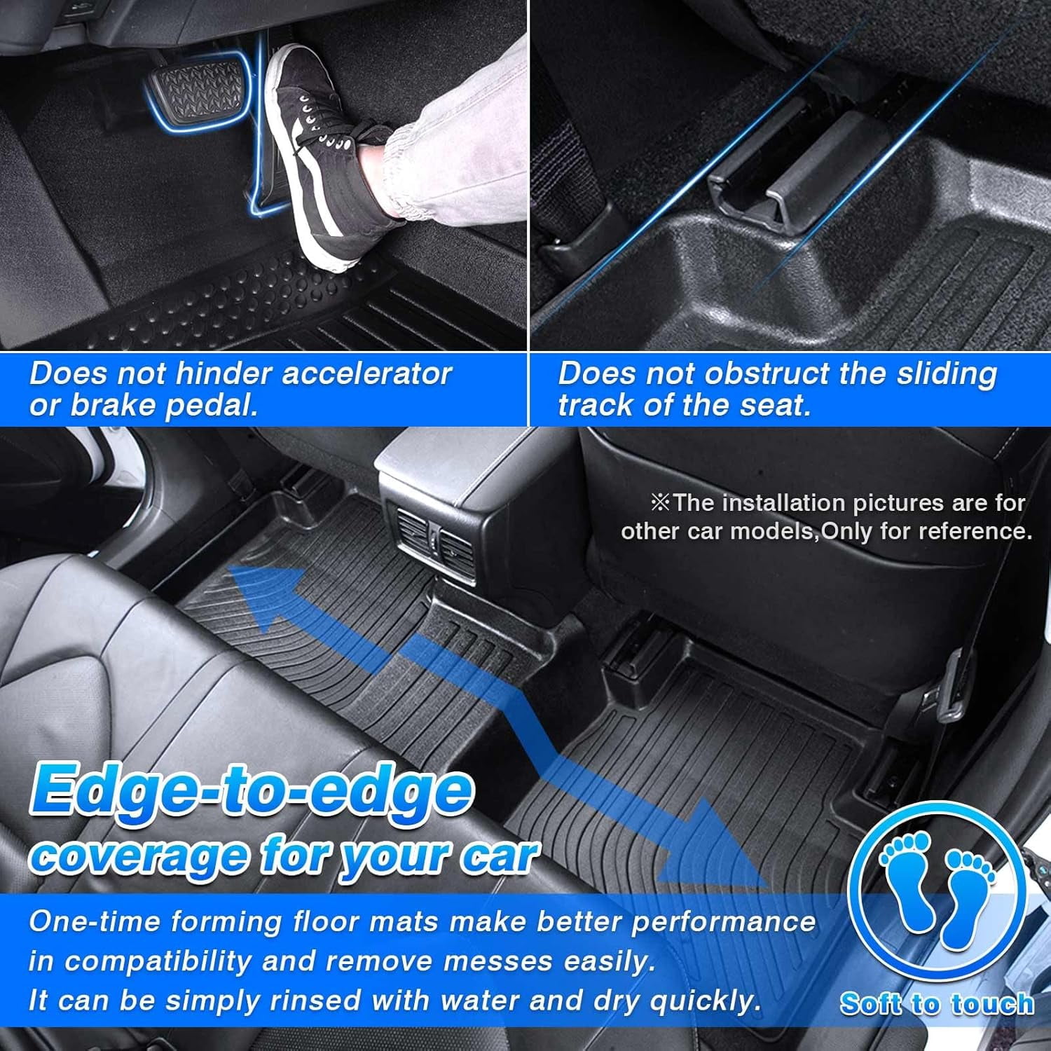 Canvcle Floor Mats Fit for Honda Civic 2022-2025 2026 Sedan Hatchback Si (Include Sport,Not for Hybrid) & Acura Integra 2023 2024 Accessories(Fit 2nd Row Has)