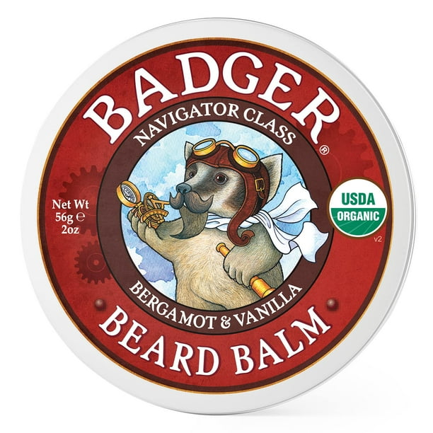 Bálsamo para barba orgánico Badger, acondicionador sin enjuague, tratamiento hidratante y de peinado para vello facial y bigote, 2 onzas