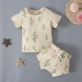thumbnail image 2 of Odeerbi Baby Boy Girl Clothes Toddler Outfit Short-sleeve Rainbow Cactus Print Top Shorts Children Two-piece Set Mint Green, 2 of 7